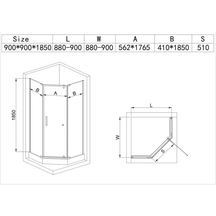 Душова кабіна з низьким піддоном MIXXUS LINES SCT01-90x90x198-TR CHROME прозоре скло 6мм NEW (в 2 ящ) (MI8370)