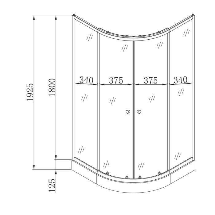 Душова кабіна з низьким піддоном Mixxus PLAIN SCT02-90x90x195-GR SATIN сіре тоноване скло 4мм (MI6898)