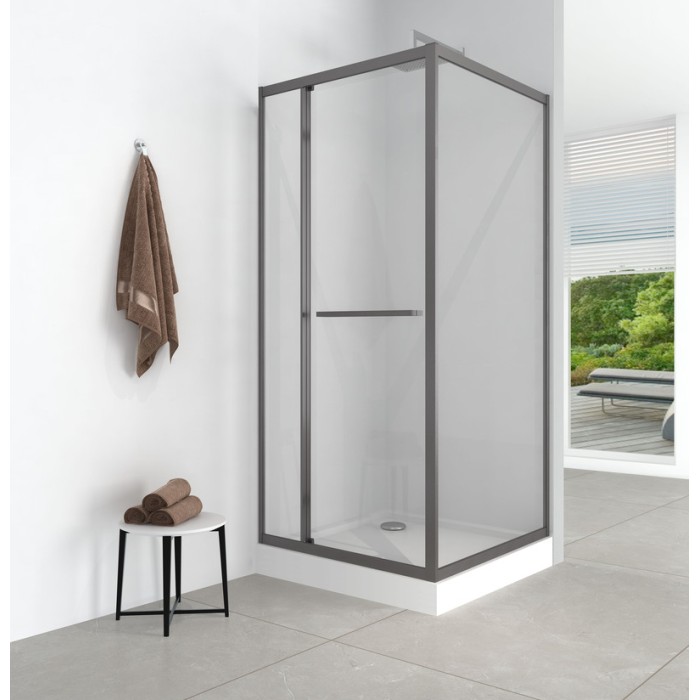Душова кабіна з низьким піддоном Mixxus Style SCT01-90x90x200-TR Graphite прозоре скло 6мм (MI8432)