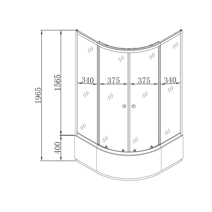 Душова кабіна з високим піддоном Mixxus PLAIN SCT01-90x90x195-FB SATIN матове скло 4мм (MI6894)