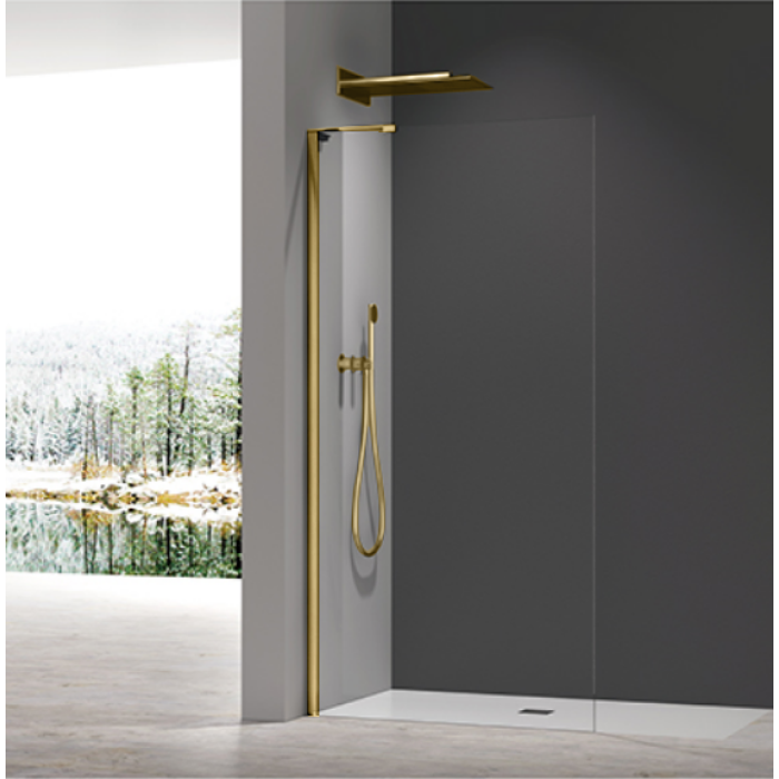 Душова перегородка Koer SR SP02-100x200-TR-12 Walk-In проз.скло Easy Clean 8мм, матове золото (KR5396)