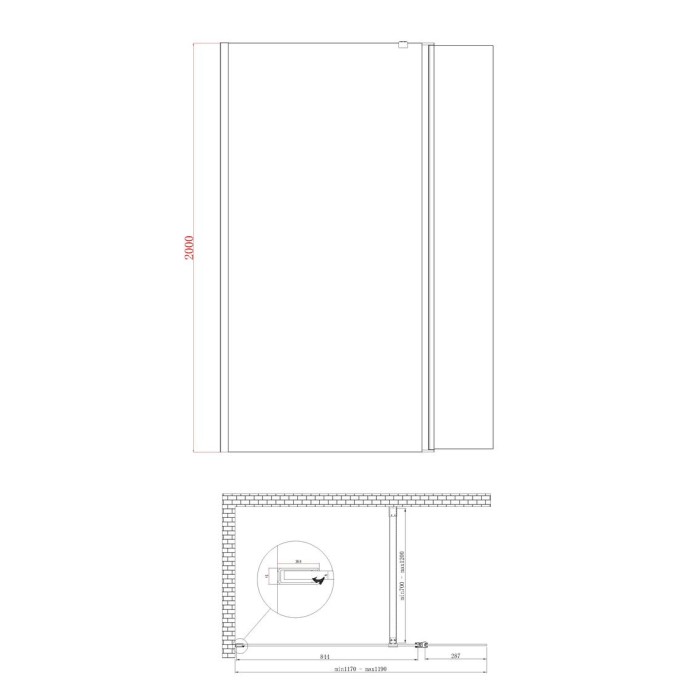 Душова перегородка Koer SR SP03-120x200-TR-01 Walk-In прозоре скло Easy Clean 8мм, хром (KR5398)