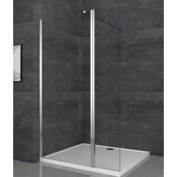 Душова перегородка Koer SR SP03-30x200-TR-01 Walk-In (рух.част) прозоре скло Easy Clean 8мм, хром (KR5399)