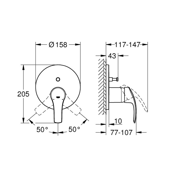 Змішувач прихованого монтажу на 2 споживача Grohe Eurosmart (24043002)