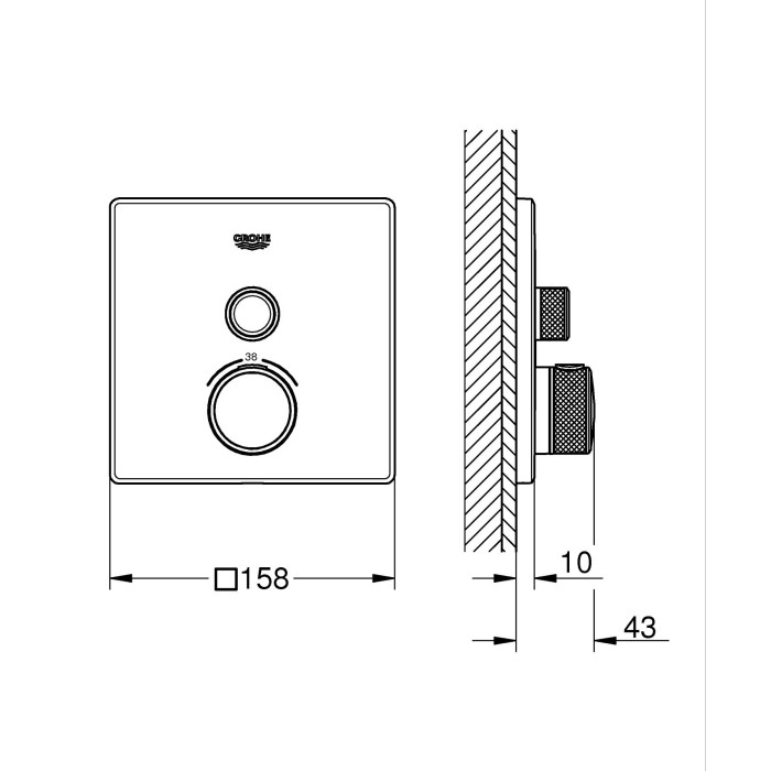 Термостат прихованого монтажу із одною кнопкою керування Grohe Grohtherm SmartControl (29123000)