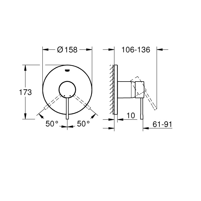 Змішувач прихованого монтажу для 1 споживача Grohe Essence New (24057001)