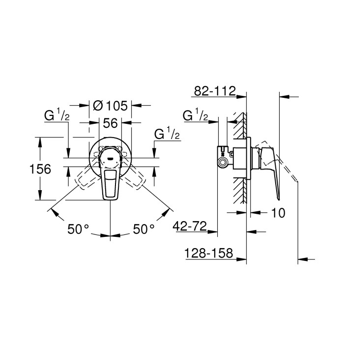 Змішувач прихованого монтажу для 1 споживача Grohe BauLoop New (29042001)