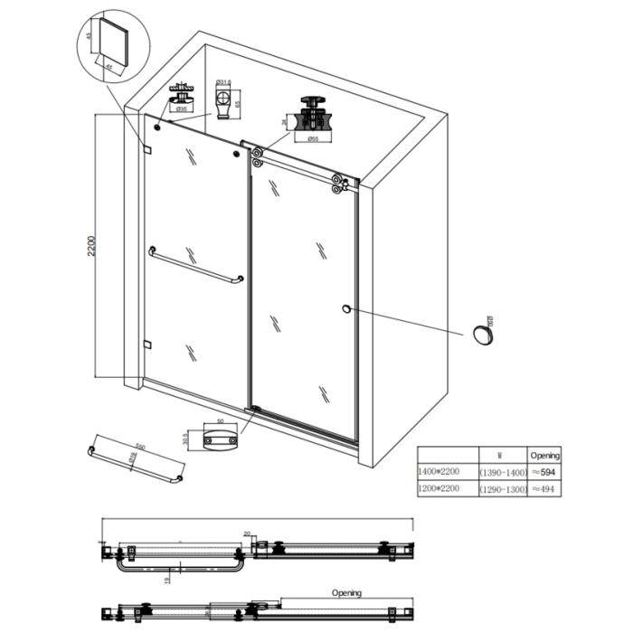 Двері в нішу Koer SR SD06-120x220-TR-01 прозоре скло Easy Clean 8мм, хром (KR5367)