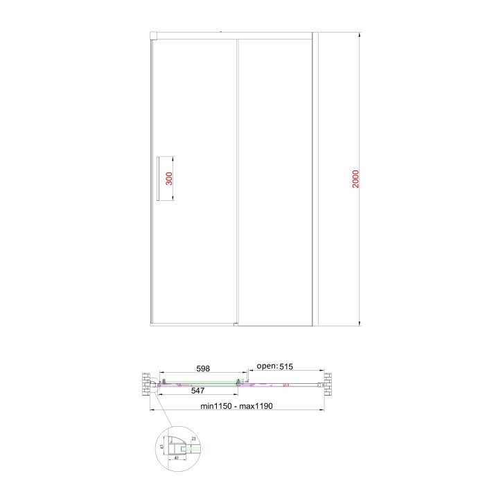 Двері в нішу Koer SR SD05-120x200-TR-01 прозоре скло Easy Clean 6мм, хром (KR5405)