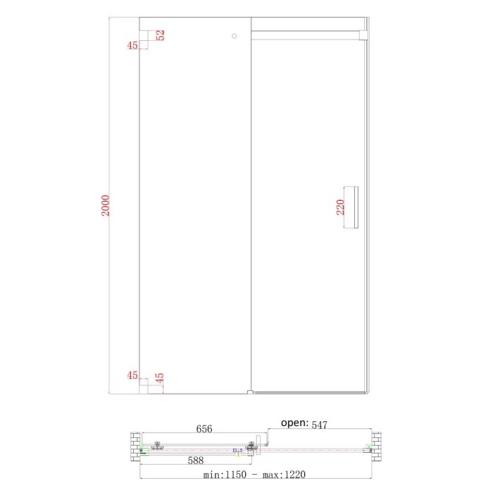 Двері в нішу Koer SR SD02-120x200-TR-01 прозоре скло Easy Clean 8мм, хром (KR5384)