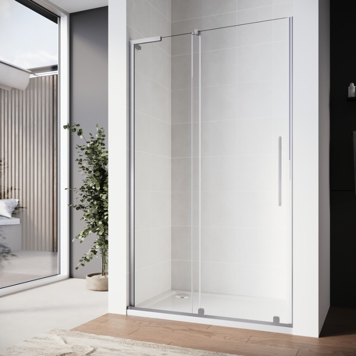 Двері у нішу Walk-In розсувні Koer SR SD07-120x200-R-TR-01 прозоре скло Easy Clean 8мм Хром (KR5773)