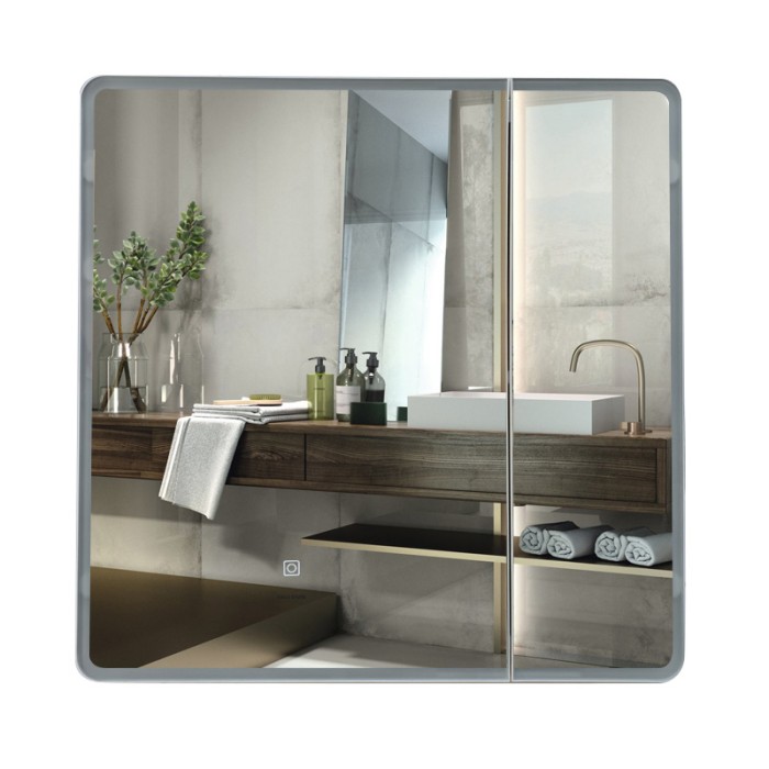 Дзеркальна шафка Mixxus Premium Olivary CM01-70x70x13 з LED Touch, димером, регулятором яскравості (MI8295)