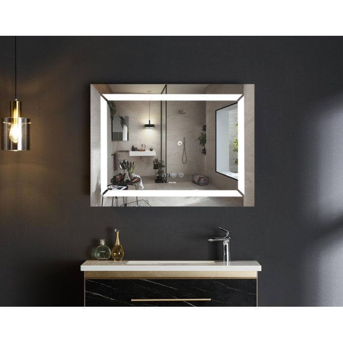 Дзеркало MIXXUS LIGHT MR01-80x60-CASE з LED Touch, Anti-fog, димером, регулятором яскравості, годинником (MI8479)