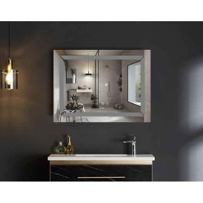 Дзеркало MIXXUS LIGHT MR01-80x60-CASE з LED Touch, Anti-fog, димером, регулятором яскравості, годинником (MI8479)