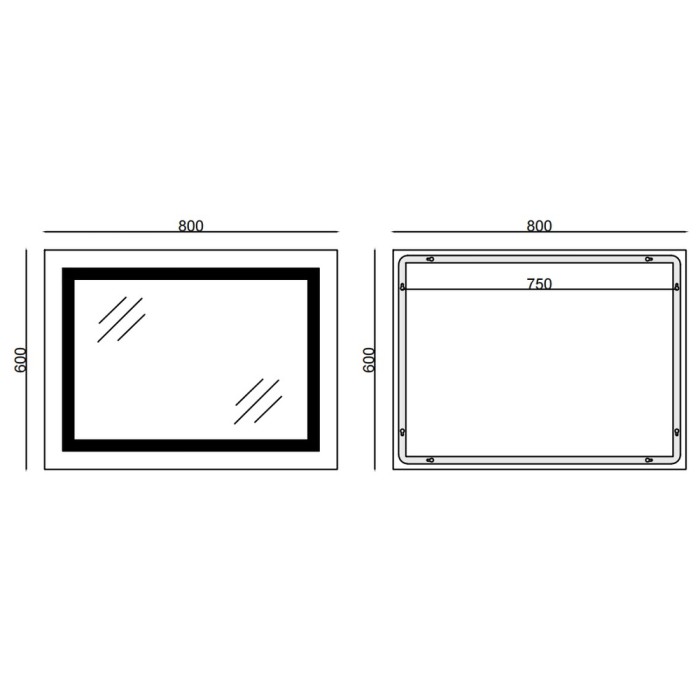 Дзеркало Mixxus WARM MR12-80x60-Reverse з Led Touch, Anti-fog, димером, регулятором яскравості (MI6672)