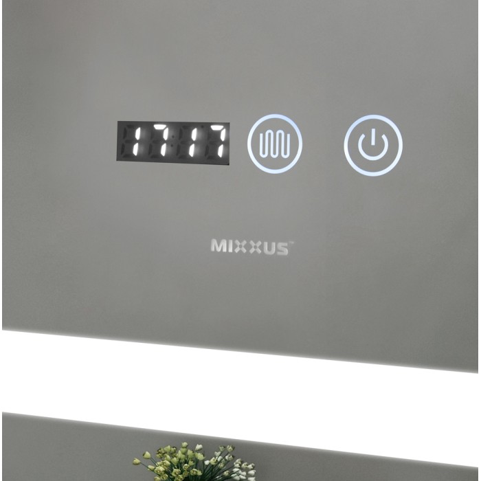 Дзеркало Mixxus LIGHT MR01-70x50 з Led Touch, Anti-fog, димером, регулятором яскравості, годинником (MI6000)