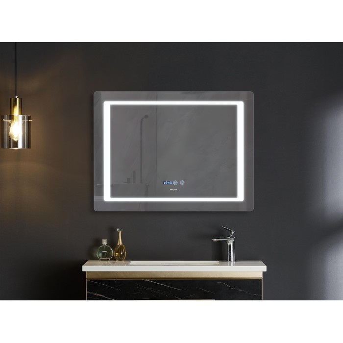 Дзеркало Mixxus STYLE MR03-70x50 з Led Touch, Anti-fog, димером, регулятором яскравості, годинником (MI6006)