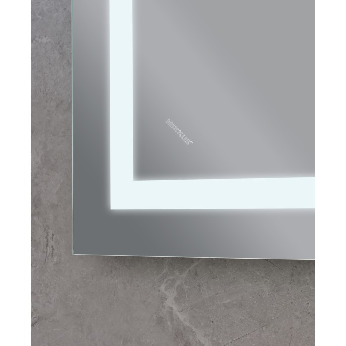 Дзеркало Mixxus WARM MR02-70x50 з Led Touch, Anti-fog, димером, регулятором яскравості, годинником (MI6668)