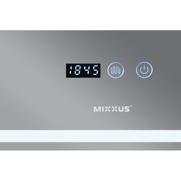 Дзеркало Mixxus WARM MR02-70x50 з Led Touch, Anti-fog, димером, регулятором яскравості, годинником (MI6668)