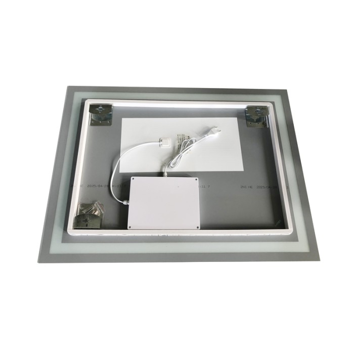 Дзеркало Zerix Kubix MR03-80x60-REVERSE з LED Touch, Anti-fog, димером, регулятором яскравості (ZX6053)
