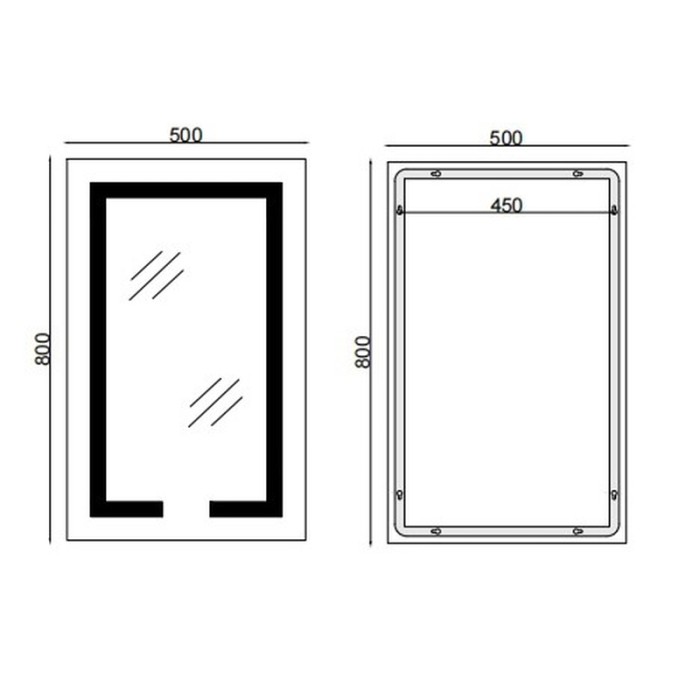 Дзеркало Mixxus HARD MR06-50x80 з Led Touch, Anti-fog, димером, регулятором яскравості, годинником (MI6011)