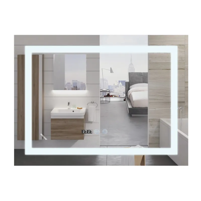 Дзеркало Mixxus WARM MR02-80x60 з Led Touch, Anti-fog, димером, регулятором яскравості, годинником (MI6004)