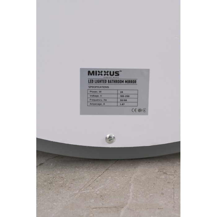 Дзеркало Mixxus PLAIN MC02-60-CASE з Led Touch, Anti-fog, димером, регулятором яскравості, годинником (MI6661)