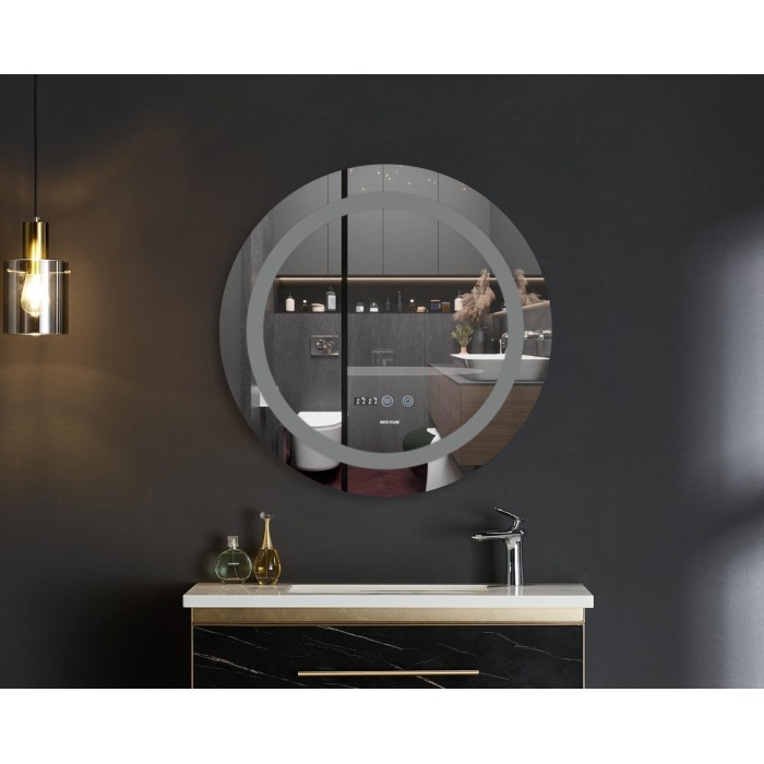 Дзеркало Mixxus PLAIN MC02-60 з Led Touch, Anti-fog, димером, регулятором яскравості, годинником (MI6012)