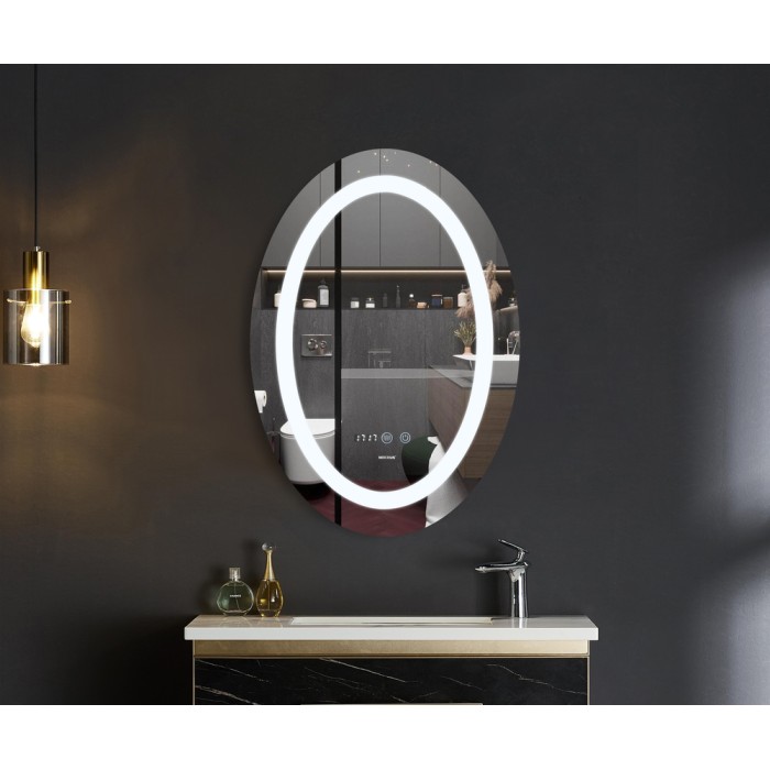 Дзеркало Mixxus PLAIN MV02-50x70 з Led Touch, Anti-fog, димером, регулятором яскравості, годинником (MI6010)