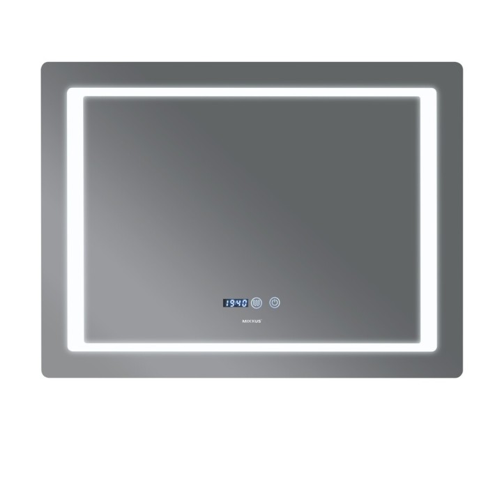 Дзеркало MIXXUS STYLE MR03-80x60-CASE з LED Touch, Anti-fog, димером, регулятором яскравості, годинником (MI8480)