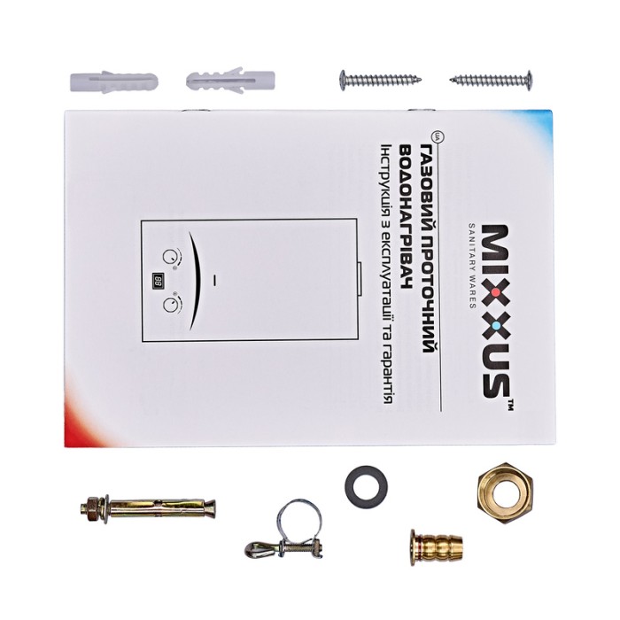 Газова колонка MIXXUS GWH-0610 BASIC GLASS димохідна 10 л/хв (панель зі скла з малюнком) (WH0027)