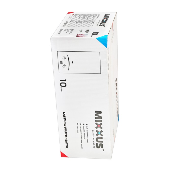 Газова колонка MIXXUS GWH-0410 BASIC GLASS димохідна 10 л/хв (панель зі скла з малюнком) (WH0025)