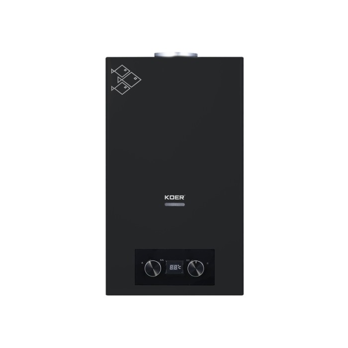 Газова колонка Koer KWH.G0110 BLACK димохідна 10 л/хв, колір чорний (KR5554)