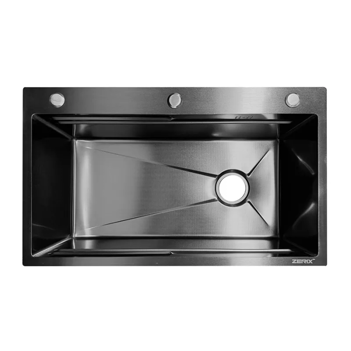Мийка з нержавіючої сталі КОМПЛЕКТ ZERIX ZH7545-SET-05 MICRO DECOR GRAPHITE (3.0/0.8) (колір графіт) (ZX6199)