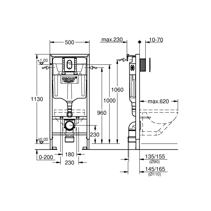 Система інсталяції для унітазу 3 в 1 Grohe Rapid SL (39504000)