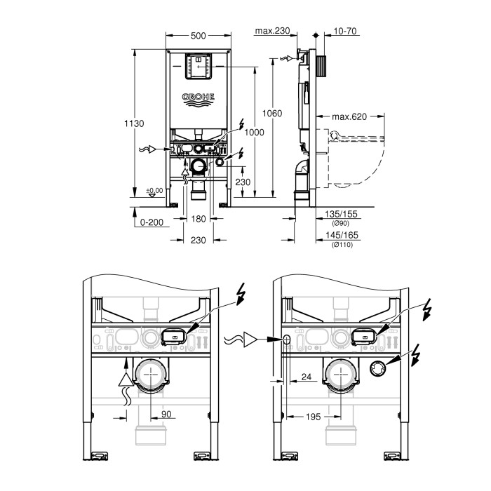 Система інсталяції для унітазу 3 в 1 Grohe Rapid SLX (39598000)