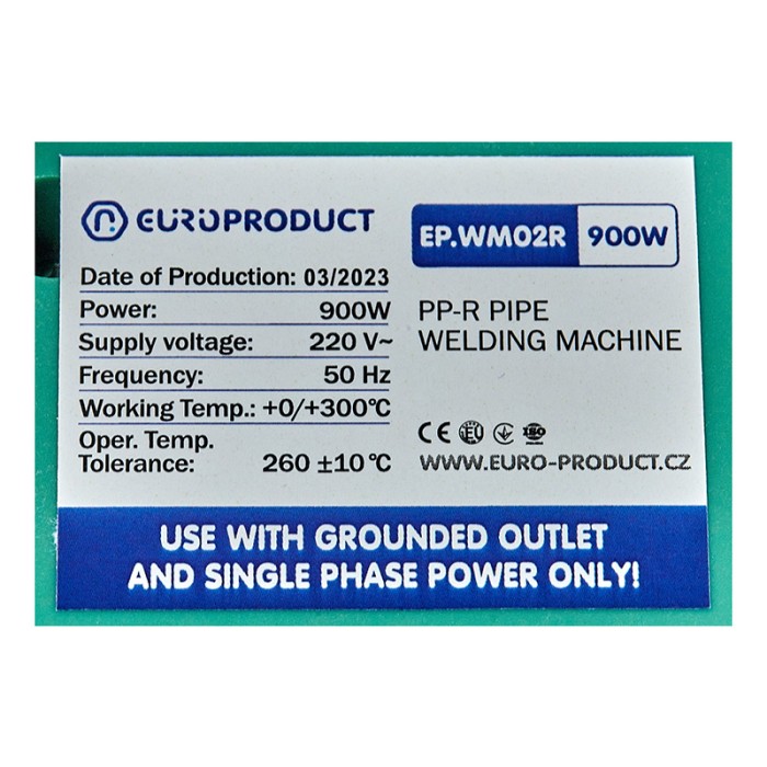 Паяльник Europroduct EP.WM02R для PPR труб (круглі насадки) 16/32mm (EP6092)