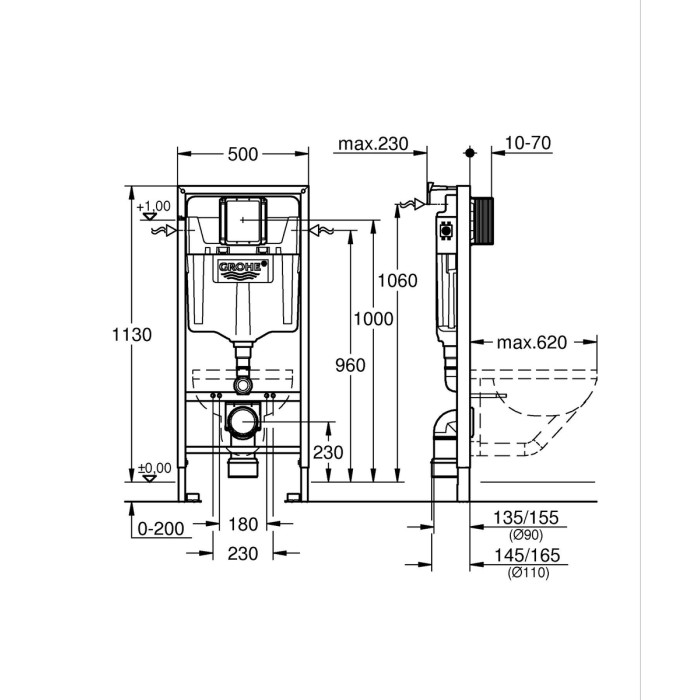 Комплект Grohe Set Унітаз QUADRO-0301-T3 + Інсталяція 38536001 + панель 38732000 (38536001QUADRO0301T3)