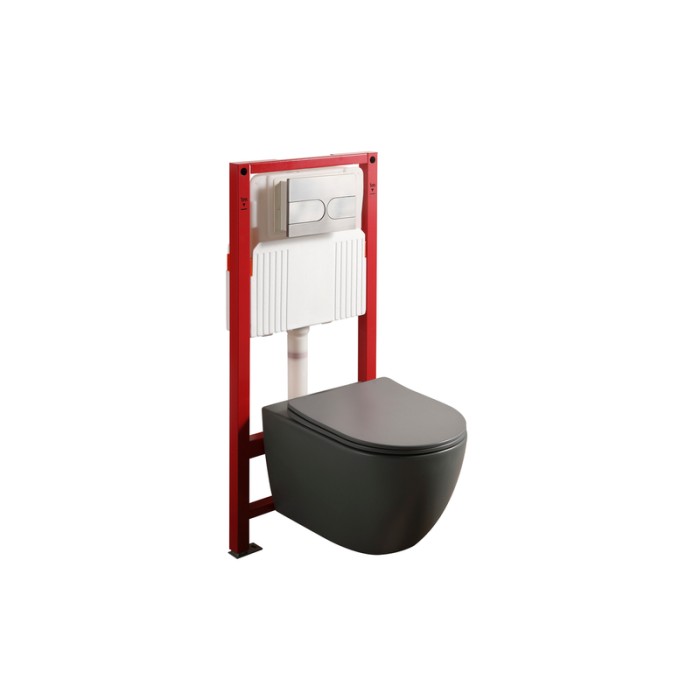 MIXXUS PREMIUM ELLIPSE-SET-2101 GRAY Комплект: Унітаз система змиву TORNADO 3.0+ Інсталяція з панеллю змиву GUN GRAY (MP6668)