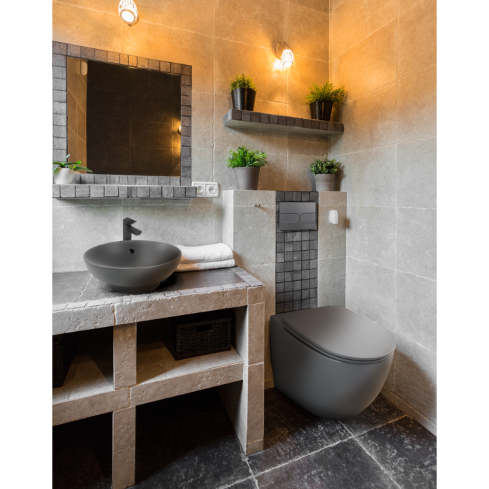 MIXXUS PREMIUM ELLIPSE-SET-2101 GRAY Комплект: Унітаз система змиву TORNADO 3.0+ Інсталяція з панеллю змиву GUN GRAY (MP6668)