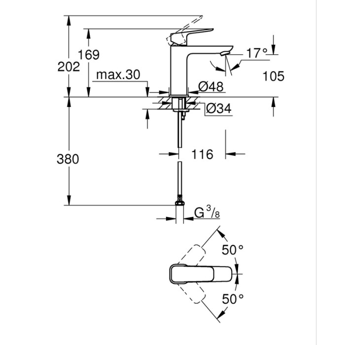 Комплект змішувачів для ванни Grohe Cubeo (UA125246M)
