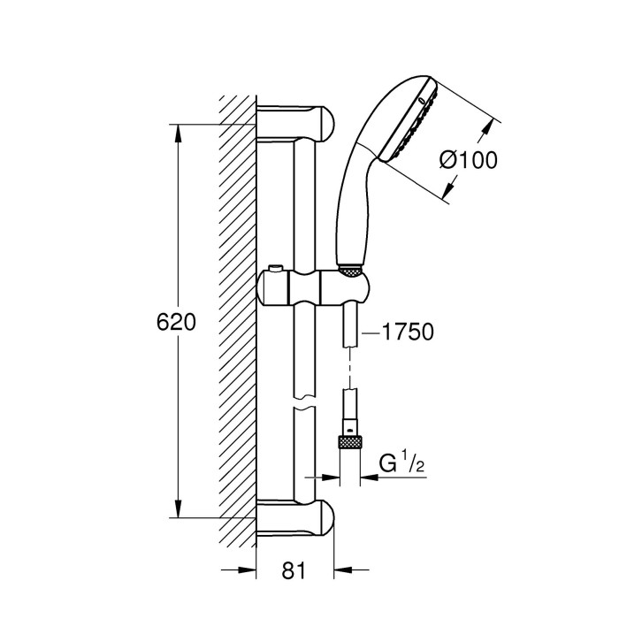 Набір зміш. для ванни 3в1 з New Tempesta 100 Grohe Eurosmart 123246MOL (123246MOL)