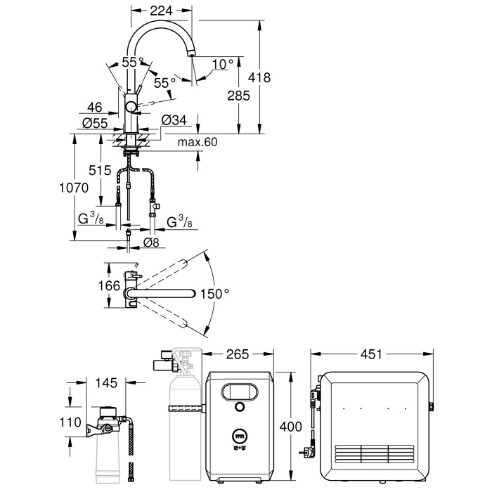 Система фільтрів для питної води зі змішувачем Grohe Blue Pro Connected (31323002)