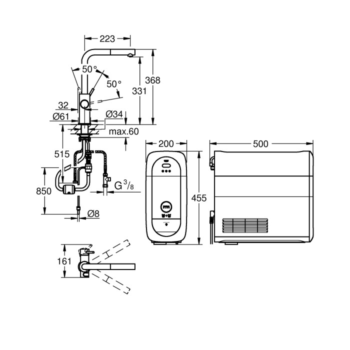 Система фільтрів для питної води зі змішувачем Grohe Blue Home Connected (31539000)