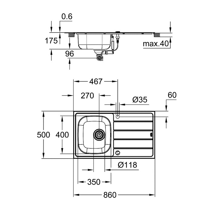 Комплект кухонної мийки і змішувача Grohe K200 (31562SD1)