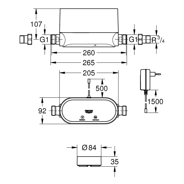 Інтелектуальний контролер води з 3-ма датчиками Grohe Sense Guard (22502LN1)