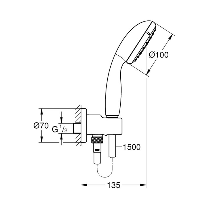 Душовий набір з тримачем для прихованого монтажу Grohe New Tempesta Classic (26406001)
