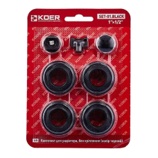 Комплект для радіатора Koer SET-01.Black 1/2" Без кріплення (кол. чорний) (KR5185)