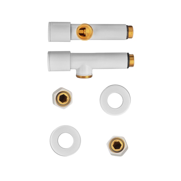 Комплект кранів для рушникосушки кутовий Koer KR.SET.534 WHITE - M1/2''xM1/2'' подовжений (KR5843)