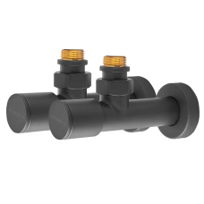 Комплект кранів для рушникосушки кутовий Koer KR.SET.535 BLACK - M1/2''xM1/2'' подовжений (KR5844)